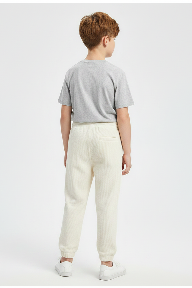 Pantalon Velours Côtelé Écru Décontracté Garçon Hiver - Beige Cordé - vue 2