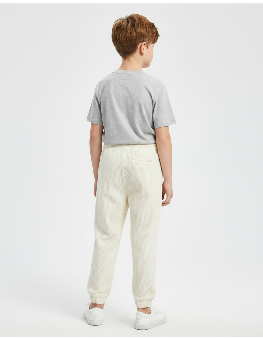 Pantalon Velours Côtelé Écru Décontracté Garçon Hiver - Beige Cordé - vue 2