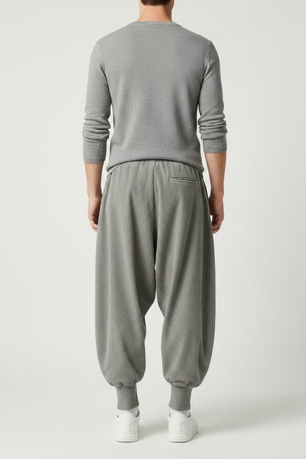 Pantalon Velours Côtelé Gris Ample Confortable Harem - Cordé - vue 2