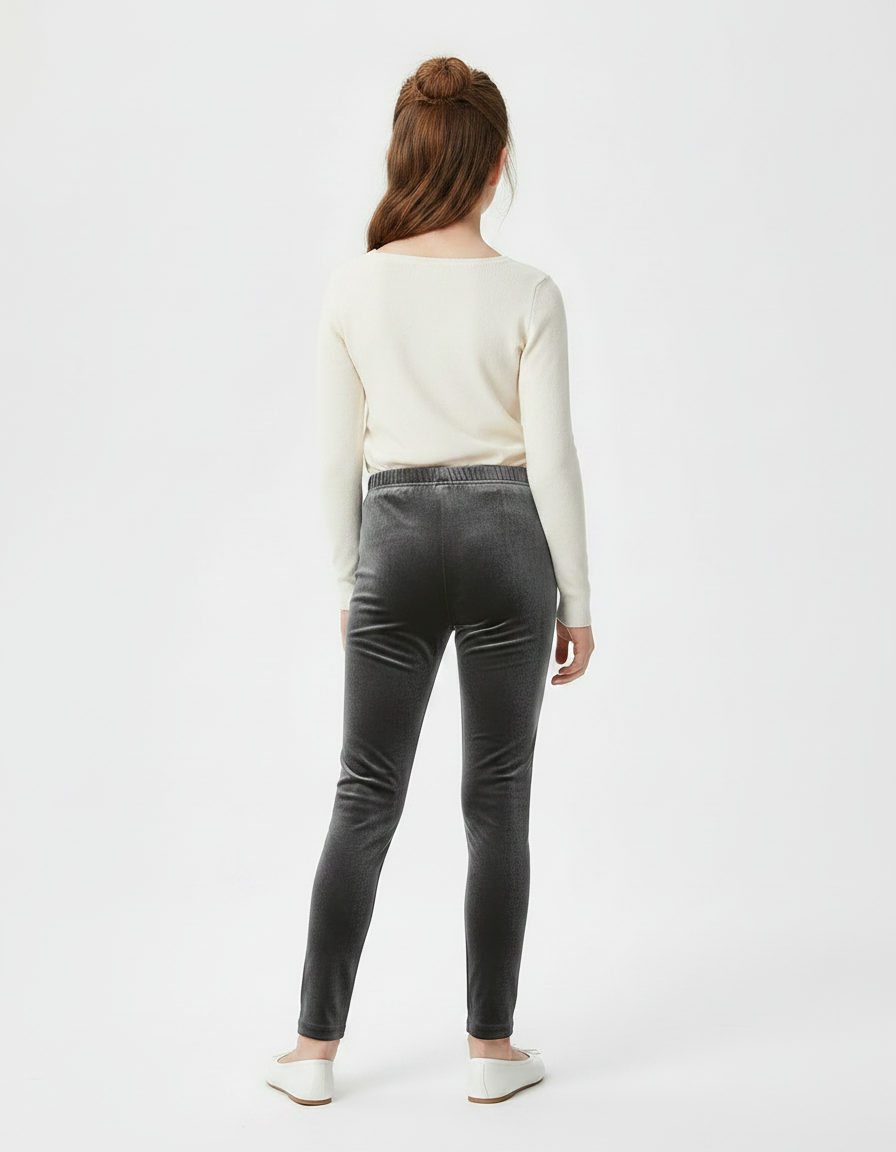 Pantalon Velours Gris Slim Uni Enfant Doux - vue 2