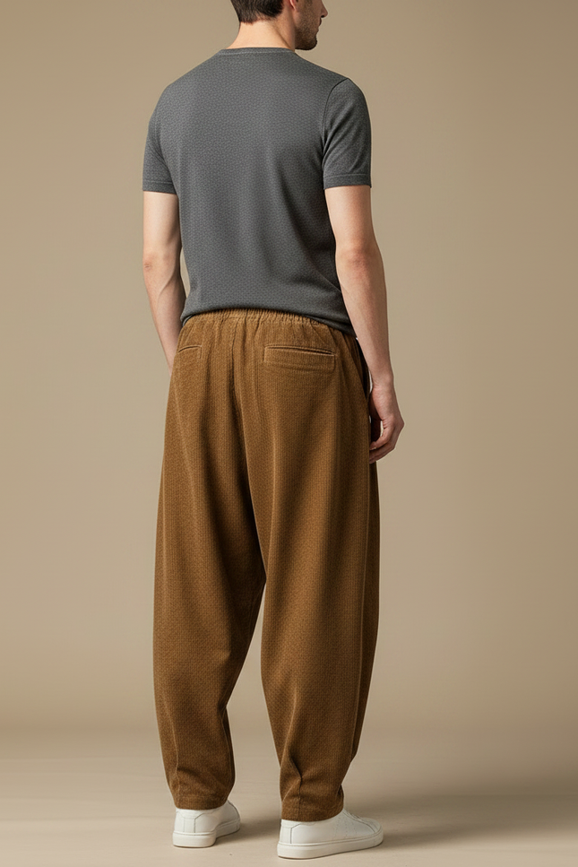 Pantalon Velours Plissé - Marron Cordé - vue 2