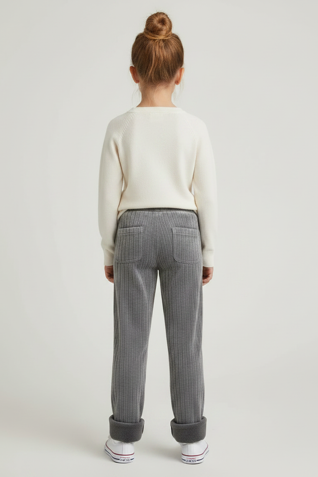 Pantalon Velours Côtelé Gris Ample Doublé Enfant - Cordé - vue 2