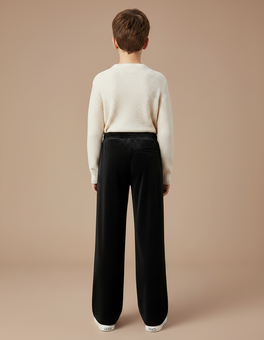 Pantalon Velours Noir Ample Décontracté Enfant Confortable - vue 2