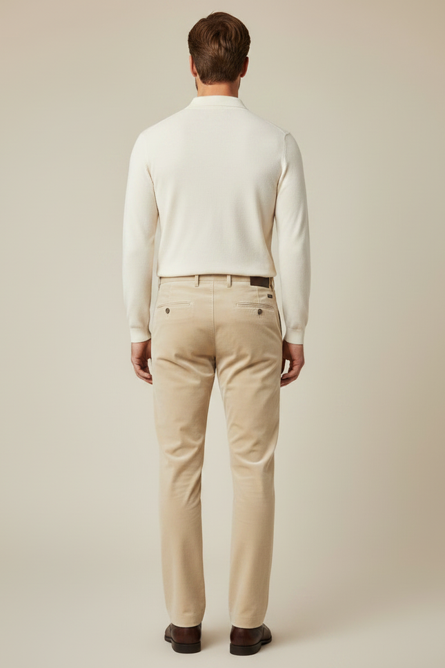 Pantalon Velours Beige Droit Homme Élégant Décontracté - vue 2