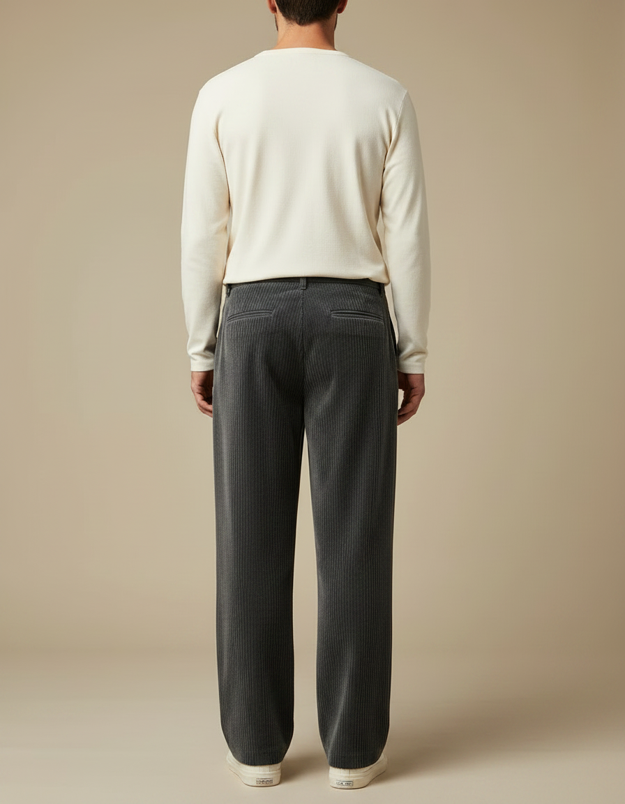 Pantalon Velours Wide Leg - Gris Cordé - vue 2