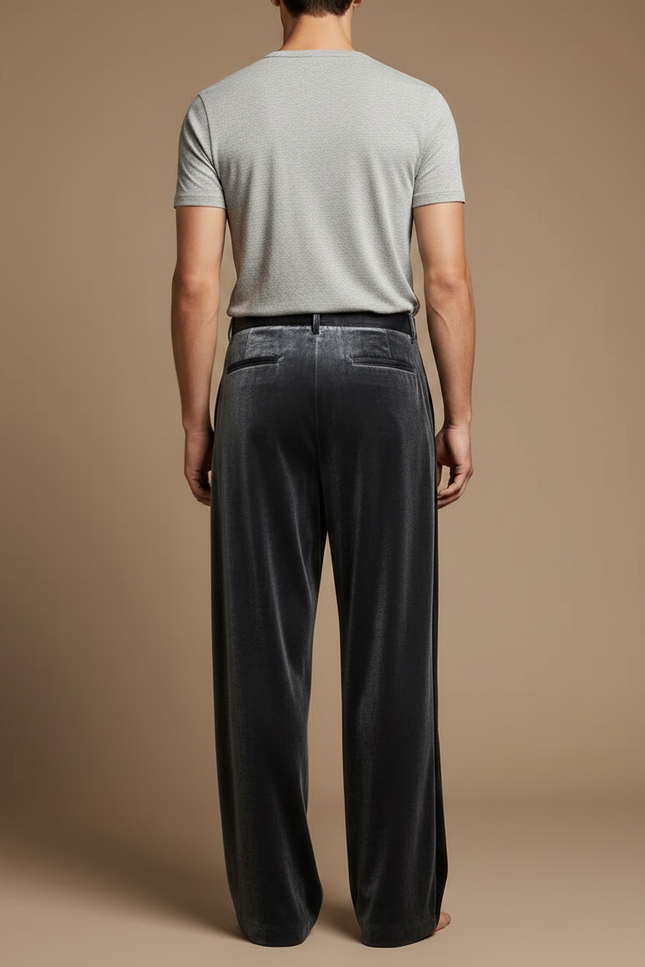 Pantalon Velours Jambes Larges - Gris - vue 2