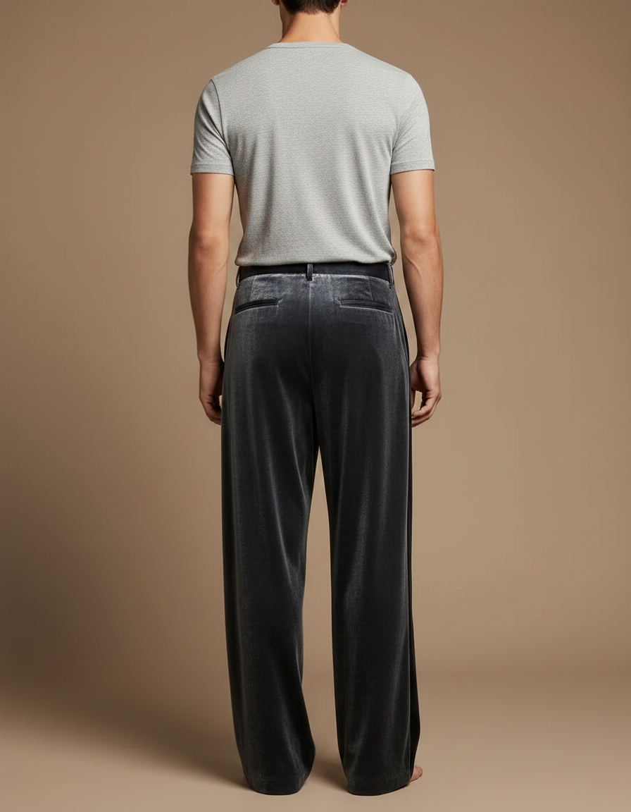 Pantalon Velours Jambes Larges - Gris - vue 2