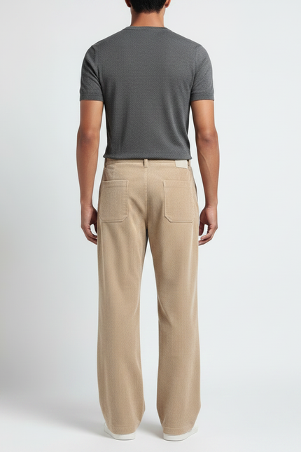 Pantalon Velours Homme Beige Large - Cordé - vue 2