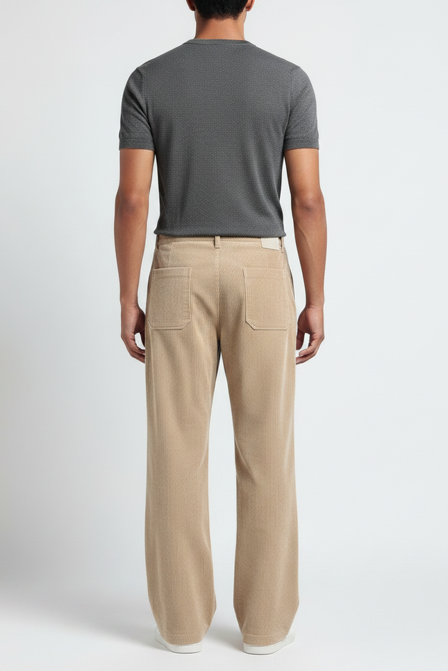 Pantalon Velours Homme Beige Large - Cordé - vue 2