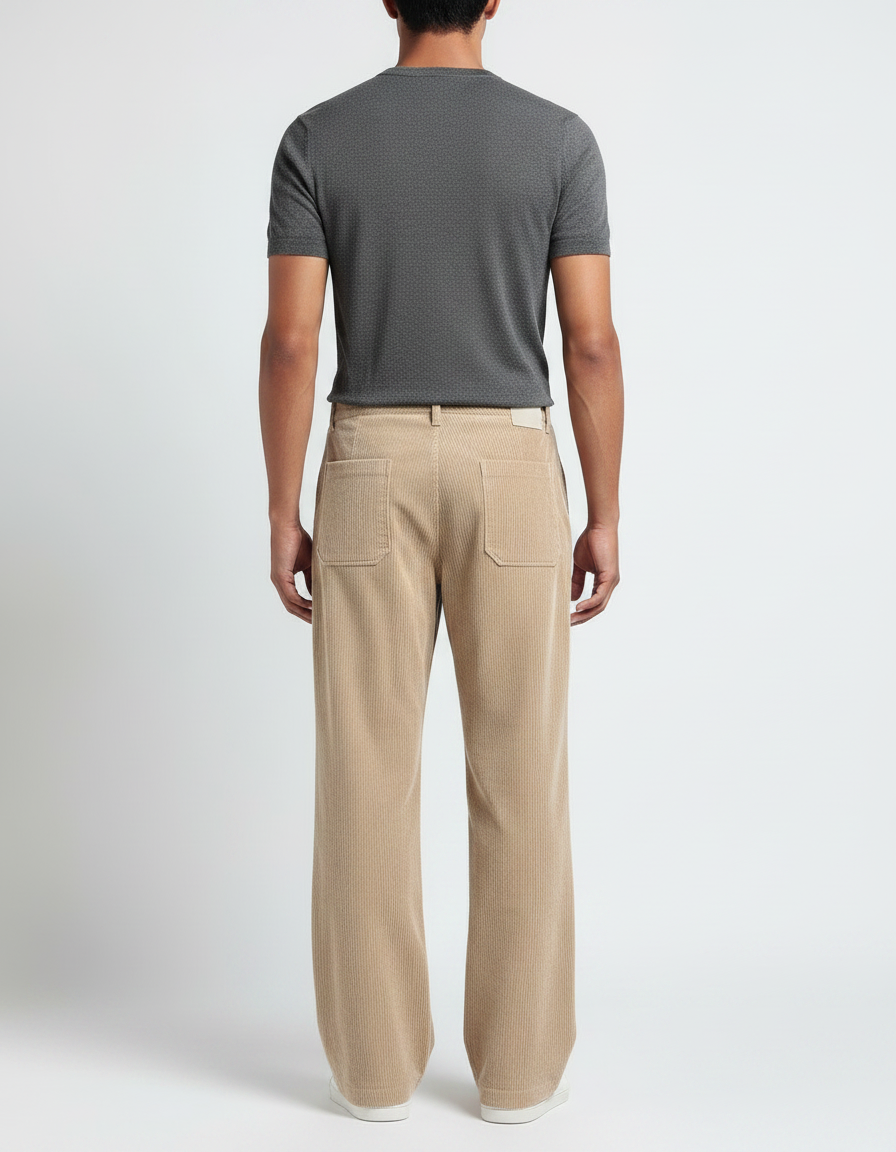 Pantalon Velours Homme Beige Large - Cordé - vue 2