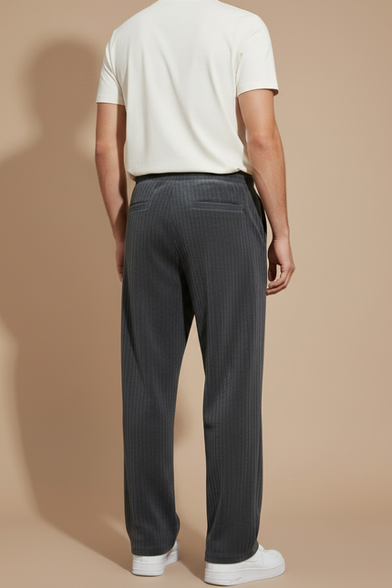 Pantalon Velours Côtelé Gris Ample Confortable Homme - Cordé - vue 2