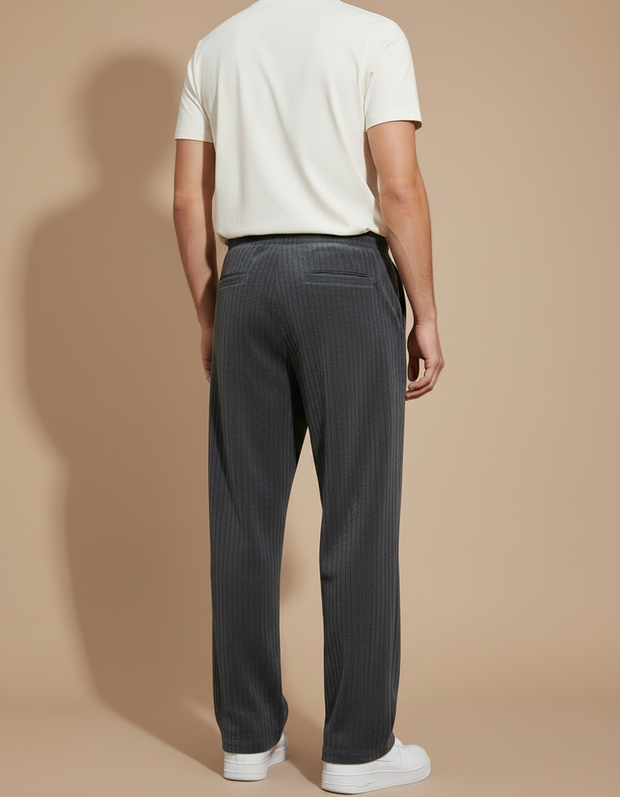 Pantalon Velours Côtelé Gris Ample Confortable Homme - Cordé - vue 2