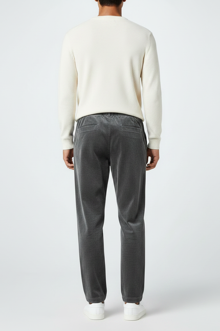 Pantalon Velours Gris Droit Décontracté Homme Cordon - vue 2