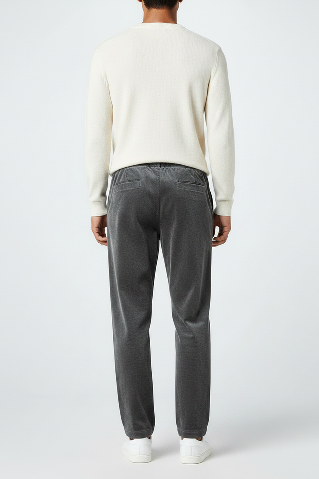 Pantalon Velours Gris Droit Décontracté Homme Cordon - vue 2