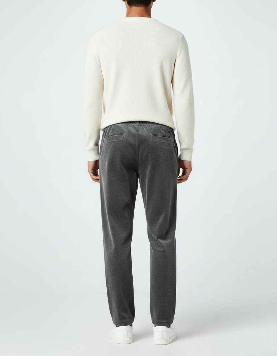 Pantalon Velours Gris Droit Décontracté Homme Cordon - vue 2