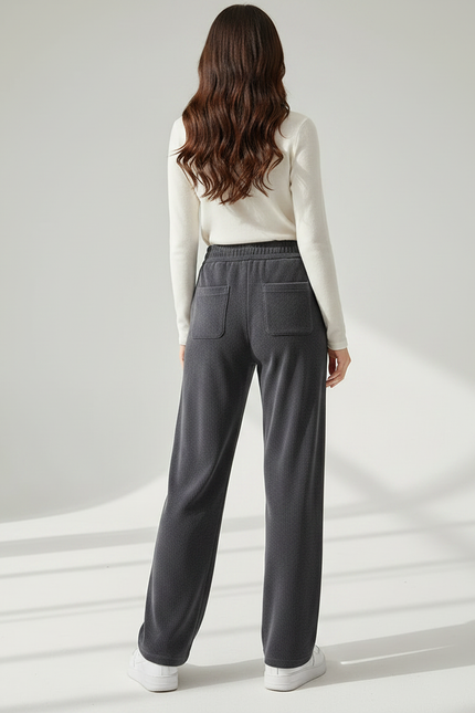 Pantalon Velours Gris Élastique Large Décontracté Femme - vue 2