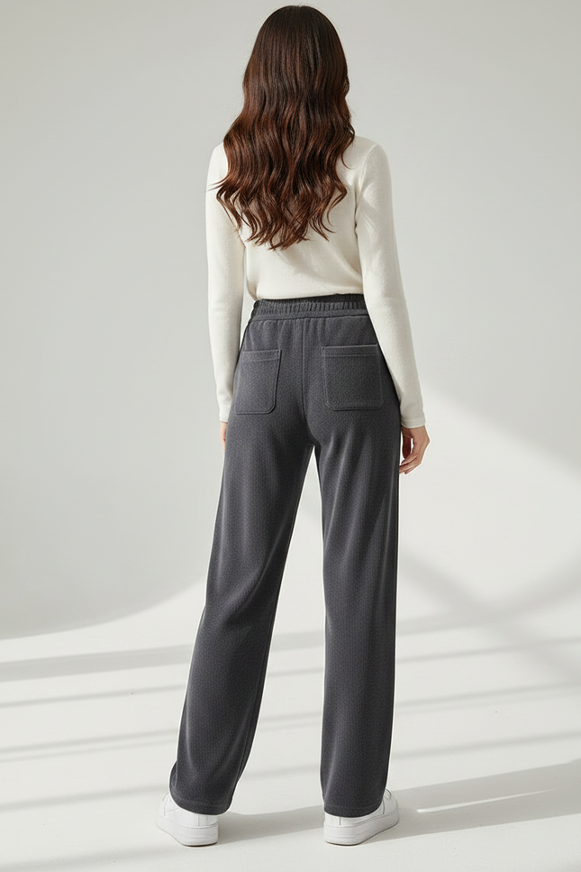Pantalon Velours Gris Élastique Large Décontracté Femme - vue 2