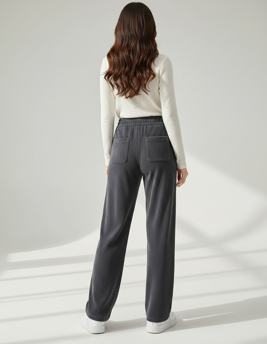 Pantalon Velours Gris Élastique Large Décontracté Femme - vue 2