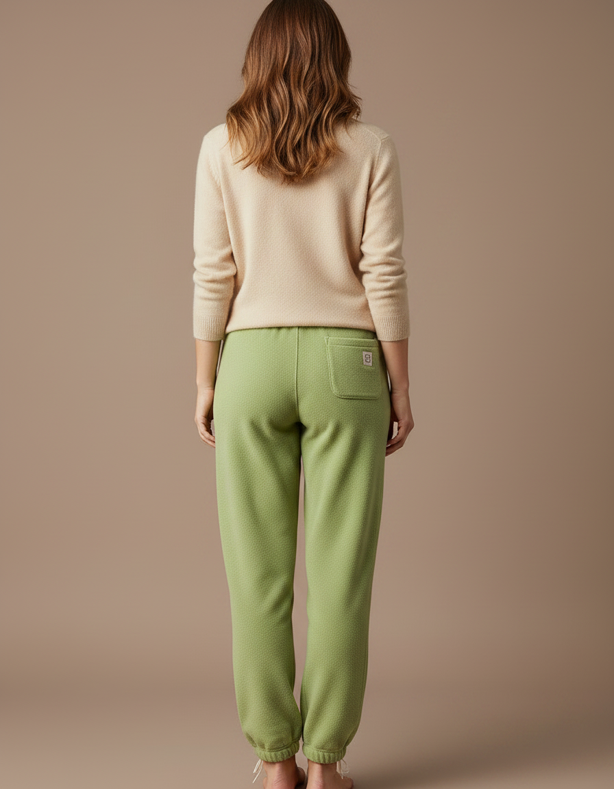 Pantalon Velours Vert Ample Sport Décontracté Femme - vue 2