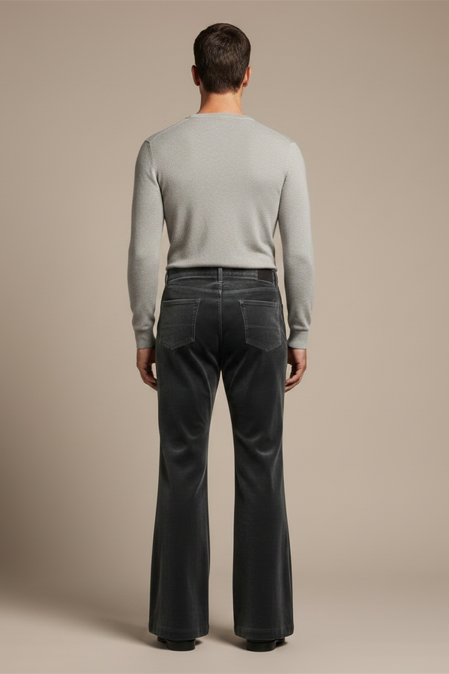 Pantalon Velours Homme Évasé Gris Confortable Élégant - vue 2