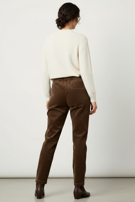 Pantalon Velours Coton Femme - Marron Cordé - vue 2