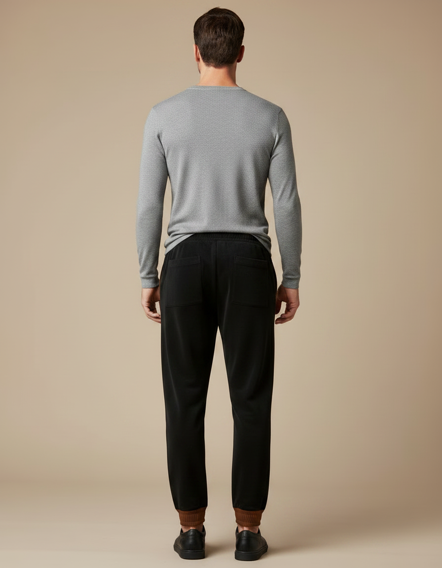 Pantalon Velours Noir Droit Homme Décontracté Cordon - vue 2