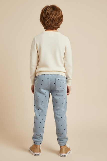 Pantalon Velours Bleu Imprimé Étoiles Enfant Doux - vue 2