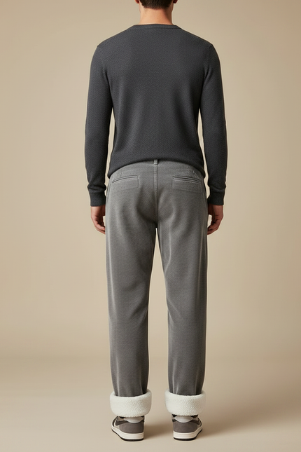 Pantalon Velours Gris Côtelé Doublé Chaud Homme - Cordé - vue 2