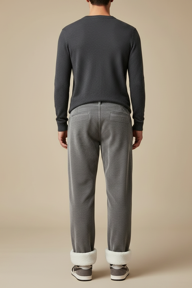 Pantalon Velours Gris Côtelé Doublé Chaud Homme - Cordé - vue 2
