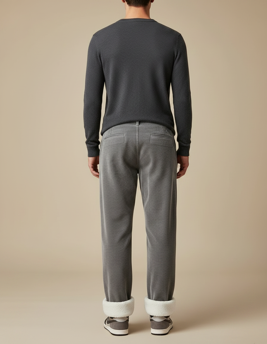 Pantalon Velours Gris Côtelé Doublé Chaud Homme - Cordé - vue 2