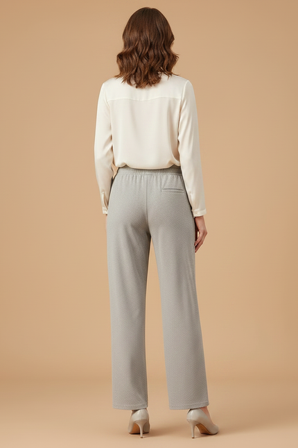 Pantalon Velours Gris Droit Ample Décontracté Fluide - Molleton - vue 2
