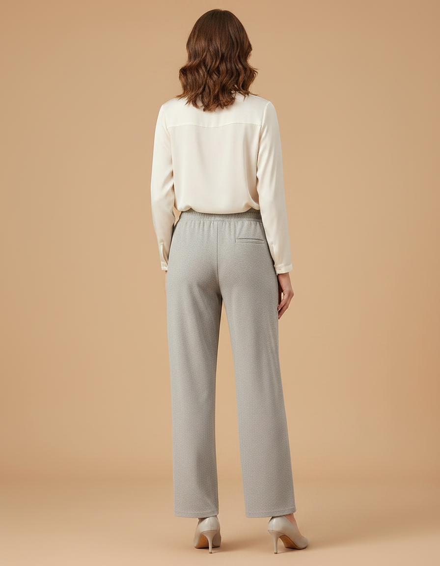 Pantalon Velours Gris Droit Ample Décontracté Fluide - Molleton - vue 2