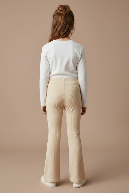 Pantalon Velours Beige Côtelé Évasé Confortable Enfant - Cordé - vue 2