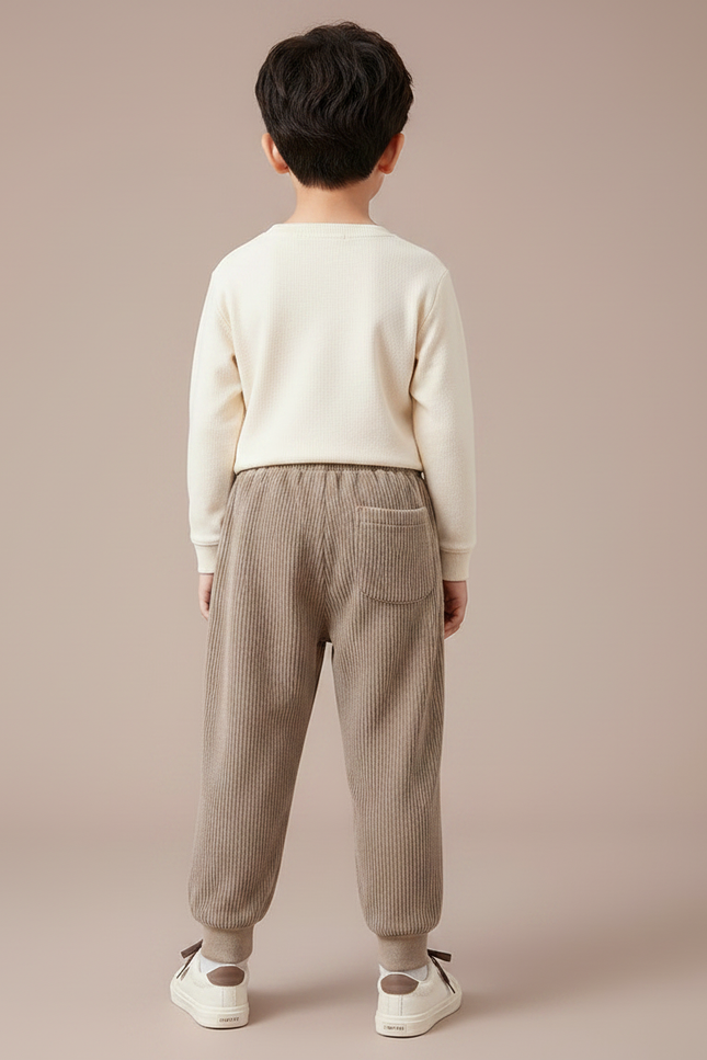 Pantalon Velours Côtelé Marron Enfant Ours Confortable - Cordé - vue 2