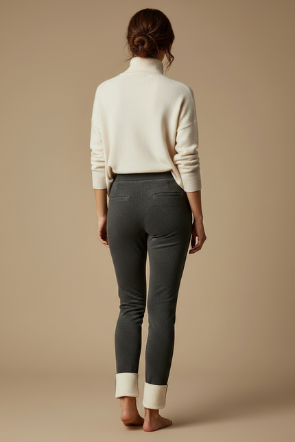 Pantalon Velours Gris Molletonné Confortable Chaud Doux - vue 2