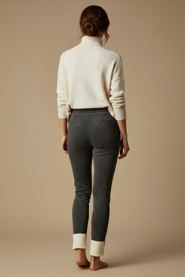 Pantalon Velours Gris Molletonné Confortable Chaud Doux - vue 2
