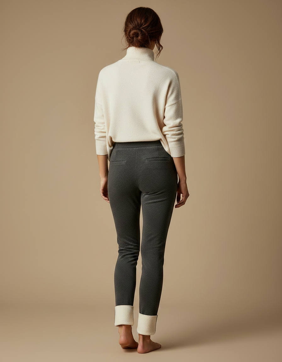 Pantalon Velours Gris Molletonné Confortable Chaud Doux - vue 2