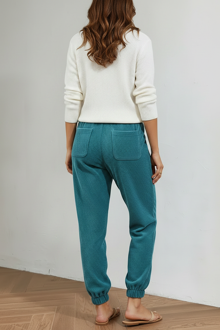Pantalon Velours Cotelé Femme Bleu - Cordé - vue 2