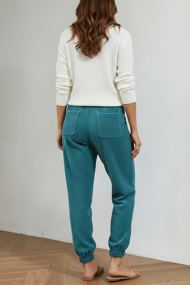 Pantalon Velours Cotelé Femme Bleu - Cordé - vue 2