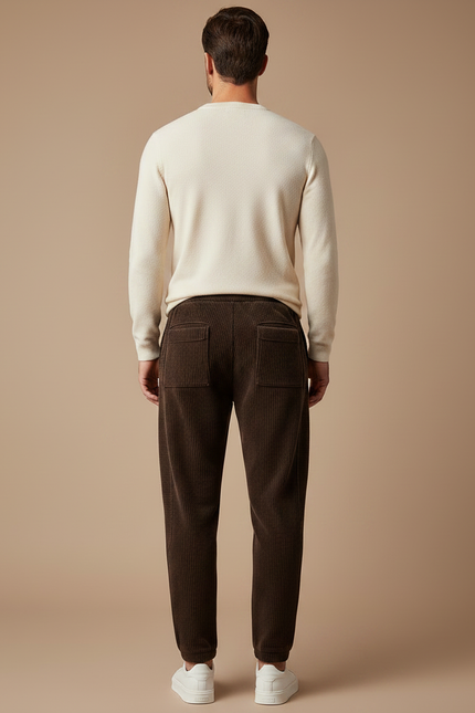 Pantalon Velours Marron Côtelé Coupe Droite Ample - Cordé - vue 2
