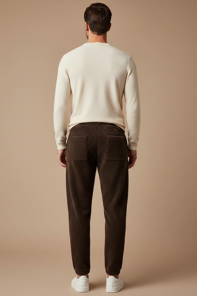 Pantalon Velours Marron Côtelé Coupe Droite Ample - Cordé - vue 2