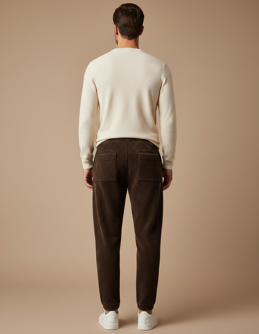 Pantalon Velours Marron Côtelé Coupe Droite Ample - Cordé - vue 2
