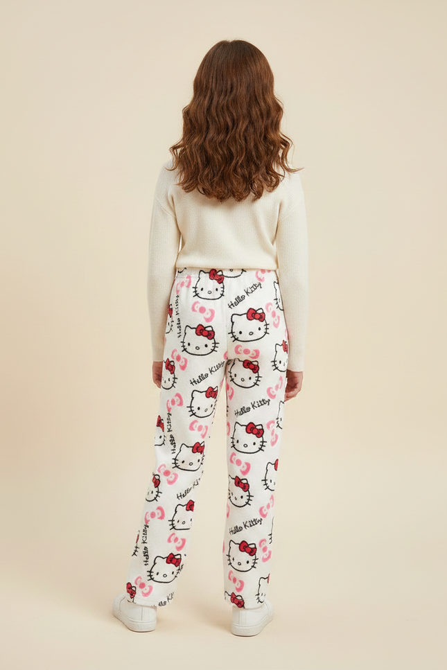 Pantalon Velours Blanc Hello Kitty Doux Décontracté Enfant - vue 2