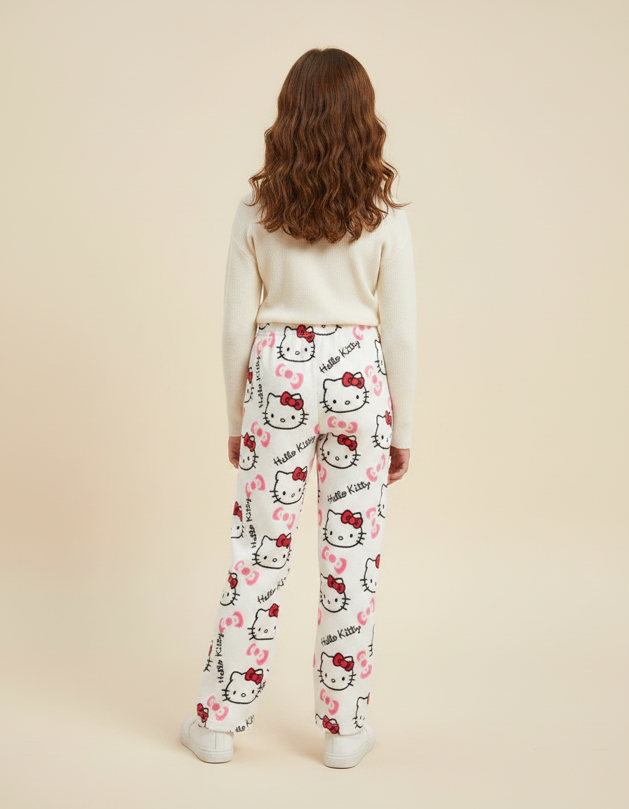 Pantalon Velours Blanc Hello Kitty Doux Décontracté Enfant - vue 2