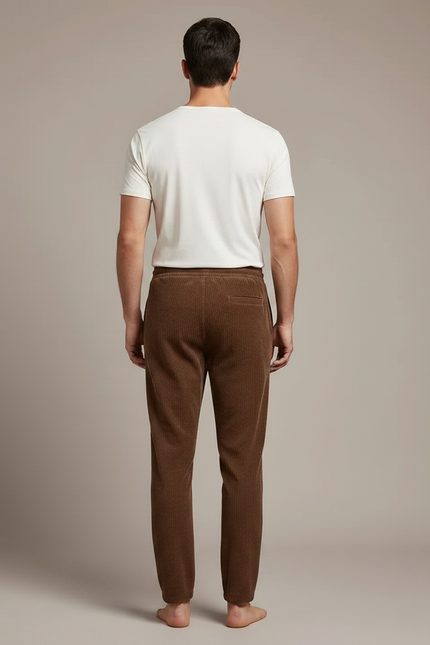 Pantalon Velours Côtelé Marron Homme Décontracté Ample - Cordé - vue 2