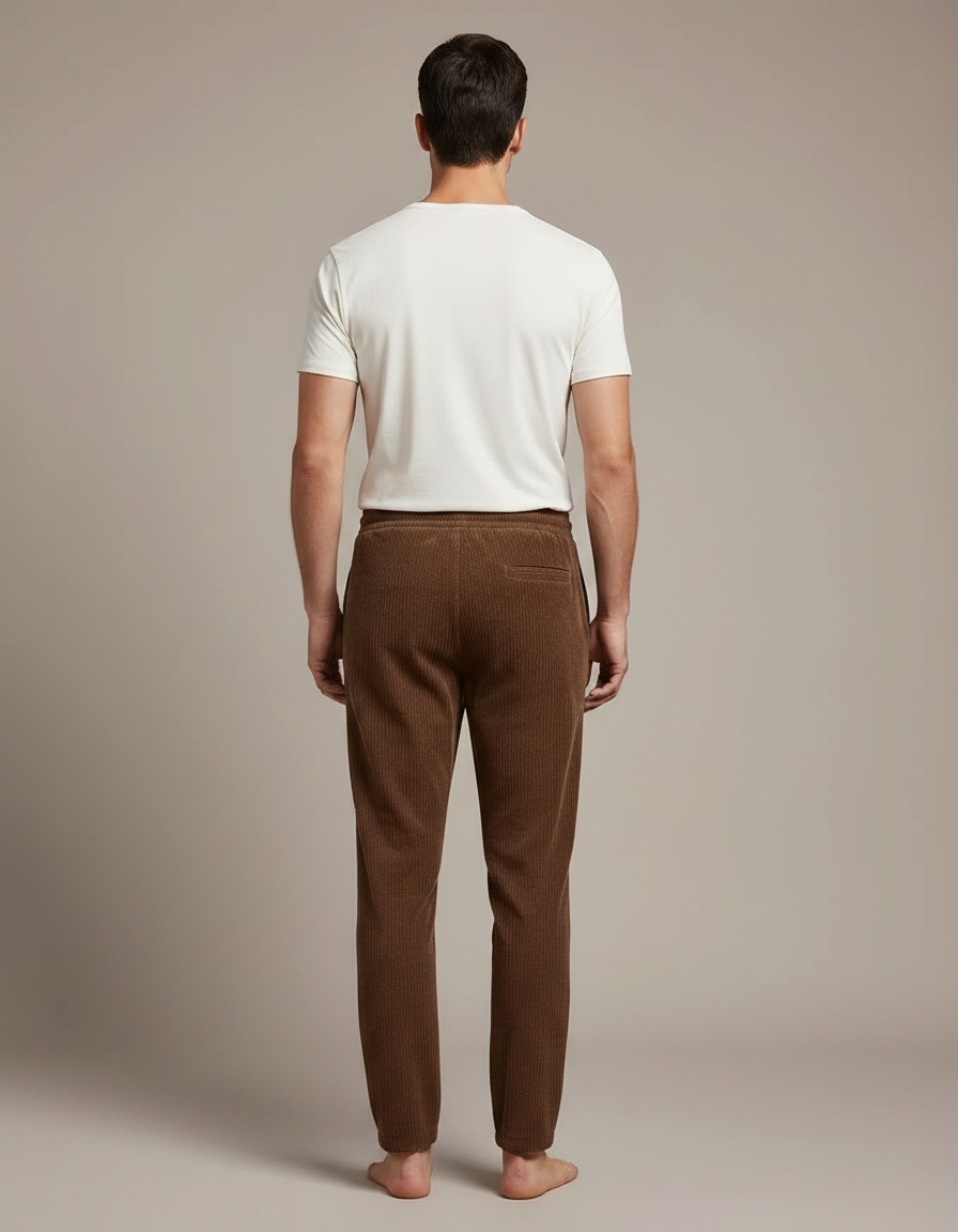 Pantalon Velours Côtelé Marron Homme Décontracté Ample - Cordé - vue 2