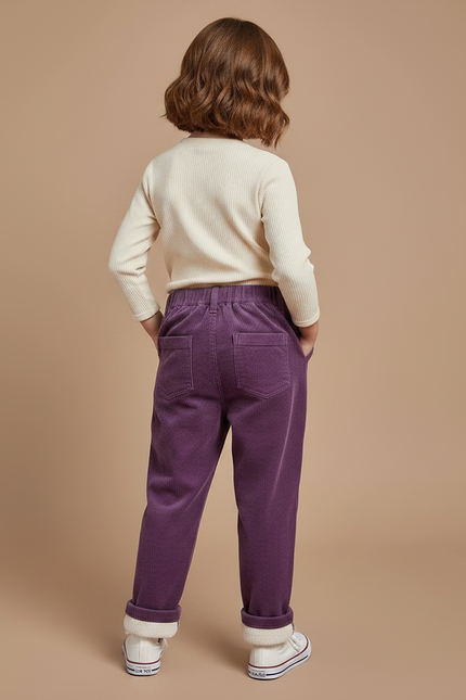Pantalon Velours Côtelé Violet Enfant Doublé Chaud - vue 2