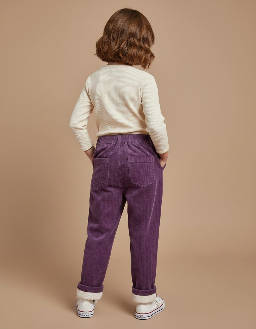 Pantalon Velours Côtelé Violet Enfant Doublé Chaud - vue 2