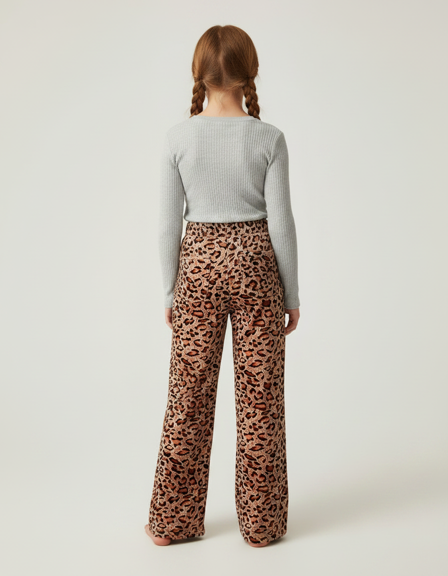 Pantalon Velours Léopard Large Confortable Fille - Imprimé - vue 2