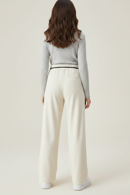 Pantalon Velours Côtelé Ample Blanc Cassé Enfant - Cordé - vue 2
